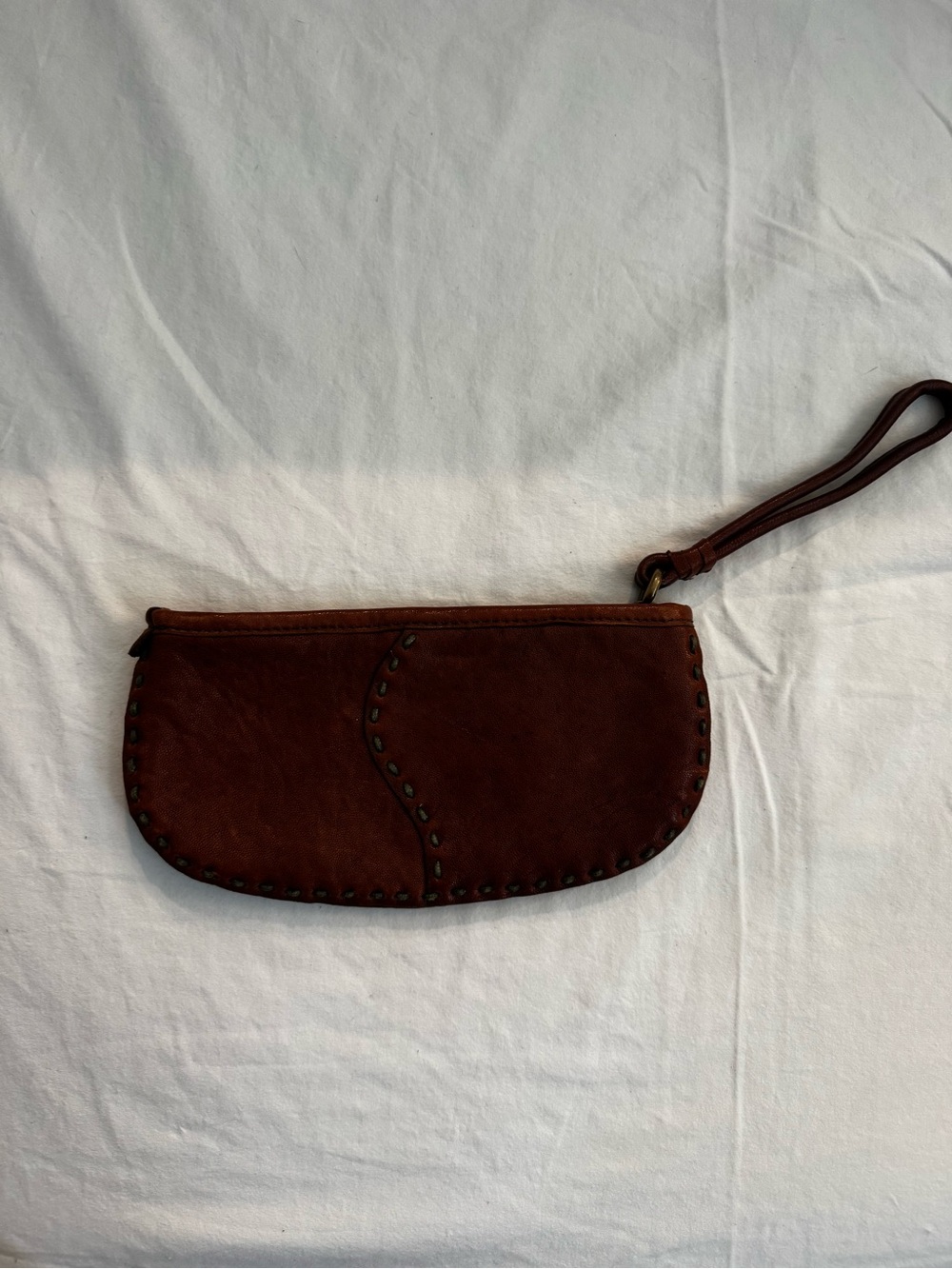 Lucky Brand Brown Leather Studded Wristlet Clutch